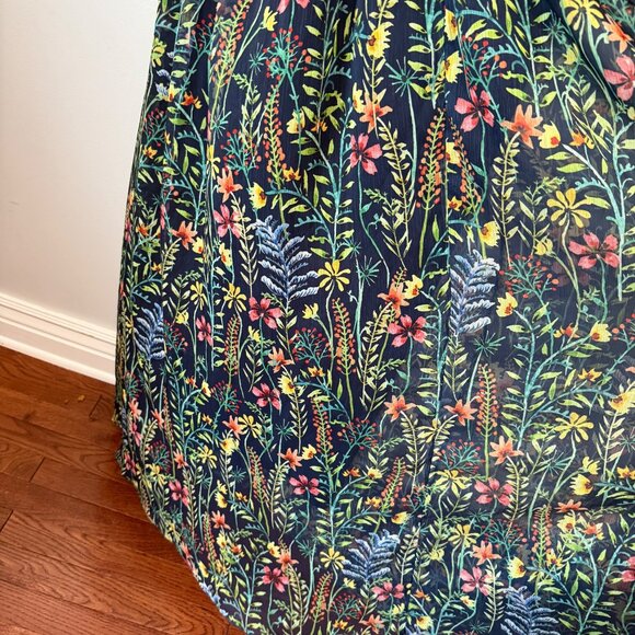 Jason Wu Eloquii Floral Halter Maxi Dress Sheer Overlay Navy Lining Lightweight - Picture 6 of 9